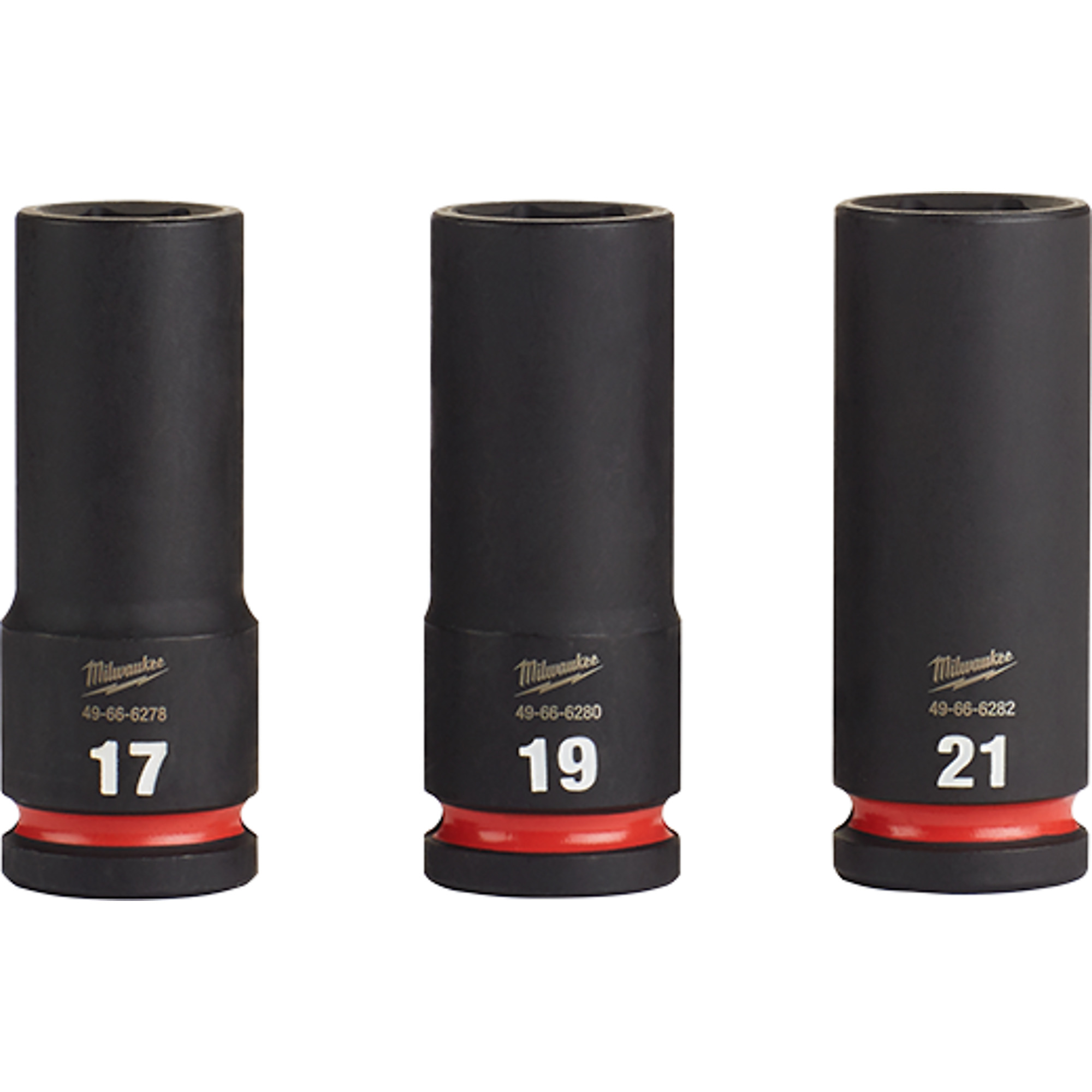 Milwaukee 3PC SHOCKWAVE™ Impact Duty 1/2" Drive Metric Deep 6 Point Socket Set, Model# 49-66-7025